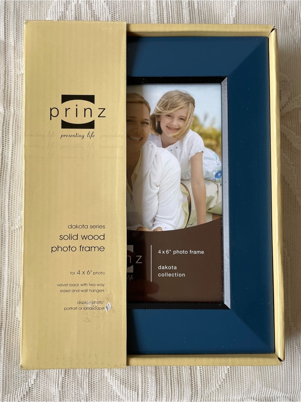 Prinz Dakota Navy Blue Wood Photo Frame 4x6 NIB